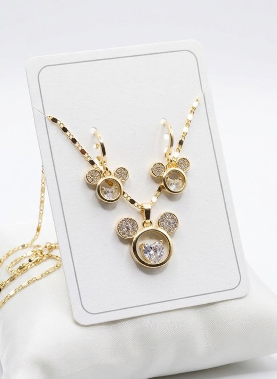 SET DE COLLAR Y DIJE EN RODIO CON MICROCIRCIONES/XUPING