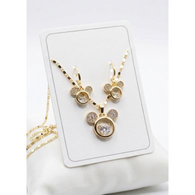 SET DE COLLAR Y DIJE EN RODIO CON MICROCIRCIONES/XUPING