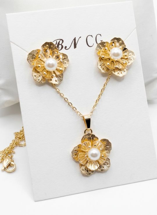 SET DE COLLAR Y DIJE EN RODIO CON MICROCIRCIONES/XUPING