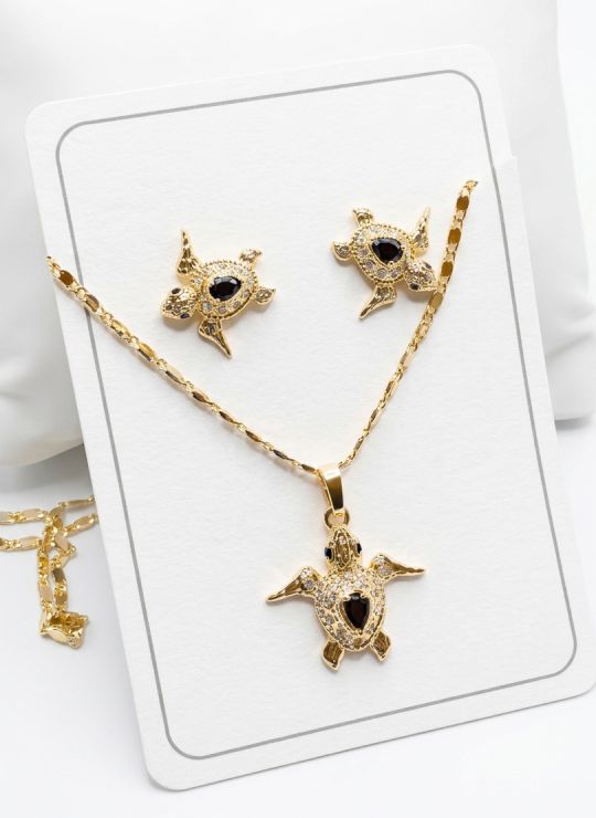 SET DE COLLAR Y DIJE EN RODIO CON MICROCIRCIONES/XUPING