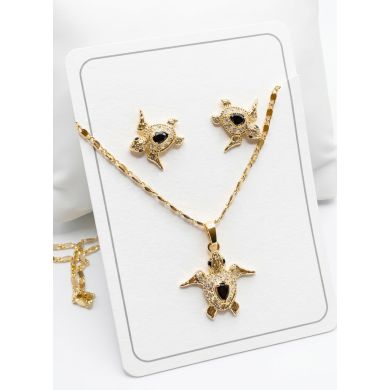 SET DE COLLAR Y DIJE EN RODIO CON MICROCIRCIONES/XUPING