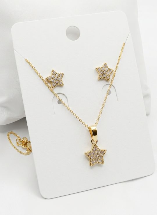 SET DE COLLAR Y DIJE EN RODIO CON MICROCIRCIONES/XUPING