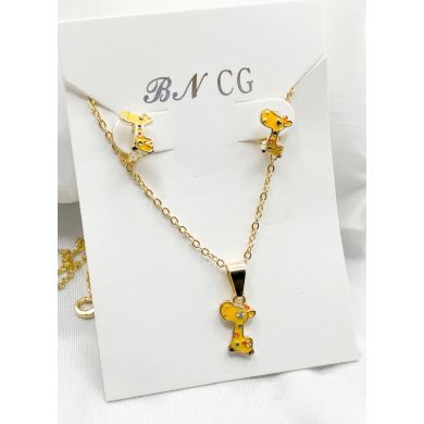 SET DE COLLAR Y DIJE EN RODIO CON MICROCIRCIONES/XUPING