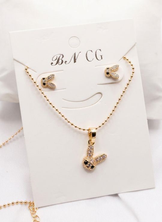 SET DE COLLAR Y DIJE EN RODIO CON MICROCIRCIONES/XUPING