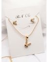 SET DE COLLAR Y DIJE EN RODIO CON MICROCIRCIONES/XUPING
