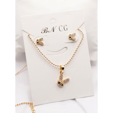 SET DE COLLAR Y DIJE EN RODIO CON MICROCIRCIONES/XUPING
