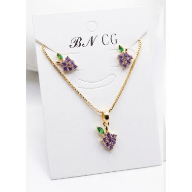 SET DE COLLAR Y DIJE EN RODIO CON MICROCIRCIONES/XUPING