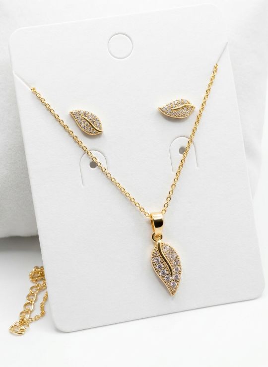 SET DE COLLAR Y DIJE EN RODIO CON MICROCIRCIONES/XUPING