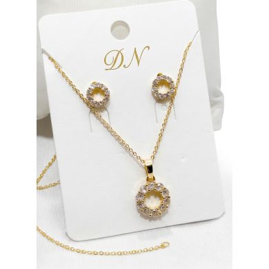 SET DE COLLAR Y DIJE EN RODIO CON MICROCIRCIONES/XUPING