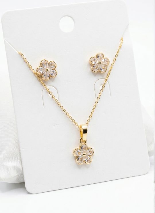 SET DE COLLAR Y DIJE EN RODIO CON MICROCIRCIONES/XUPING