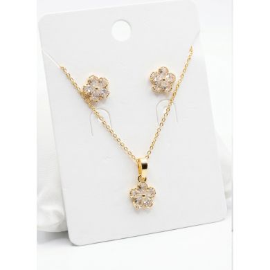 SET DE COLLAR Y DIJE EN RODIO CON MICROCIRCIONES/XUPING