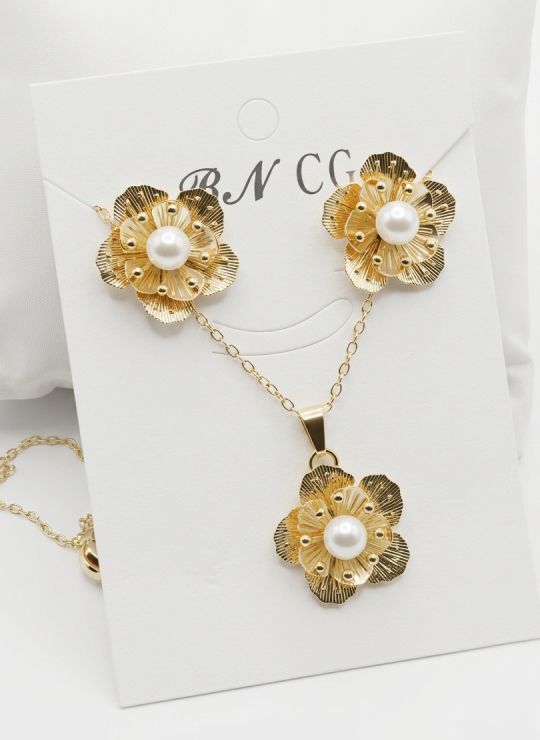 SET DE COLLAR Y DIJE EN RODIO CON MICROCIRCIONES/XUPING