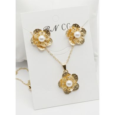 SET DE COLLAR Y DIJE EN RODIO CON MICROCIRCIONES/XUPING