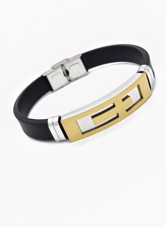 PULSERA NEOPRENO CON ACERO INOXIDABLE Y PLACA CON DISEÑO