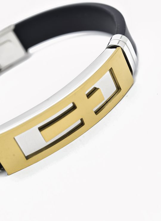 PULSERA NEOPRENO CON ACERO INOXIDABLE Y PLACA CON DISEÑO