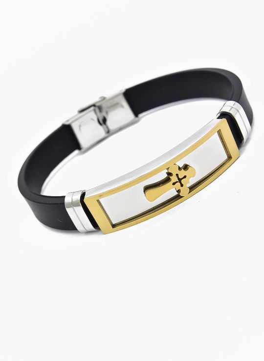 PULSERA NEOPRENO CON ACERO INOXIDABLE Y PLACA CON DISEÑO