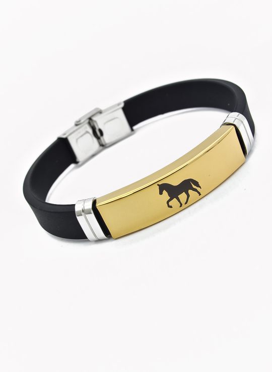 PULSERA NEOPRENO CON ACERO INOXIDABLE Y PLACA CON DISEÑO
