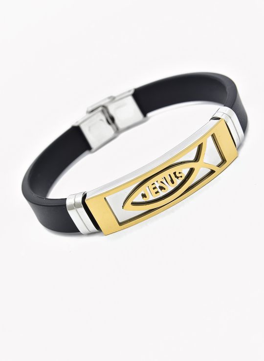 PULSERA NEOPRENO CON ACERO INOXIDABLE Y PLACA CON DISEÑO