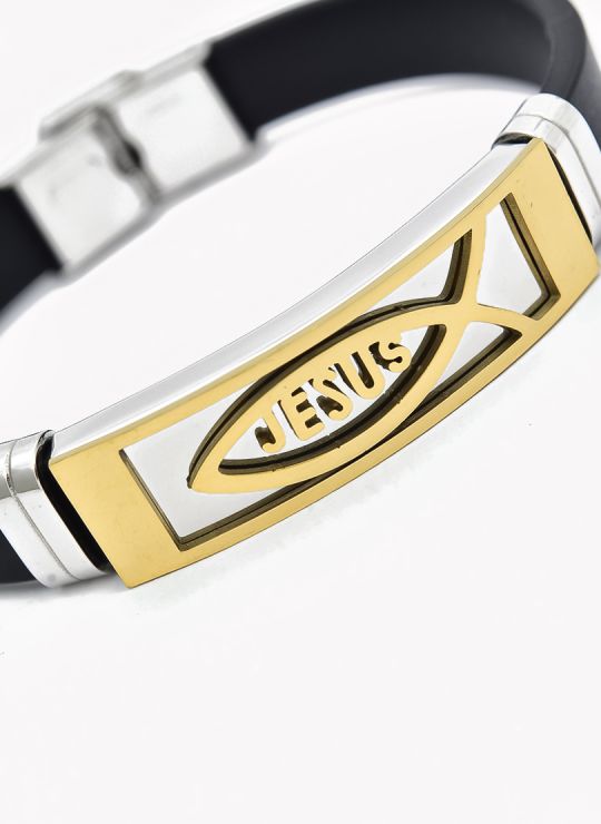 PULSERA NEOPRENO CON ACERO INOXIDABLE Y PLACA CON DISEÑO