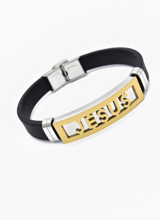 PULSERA NEOPRENO CON ACERO INOXIDABLE Y PLACA CON DISEÑO