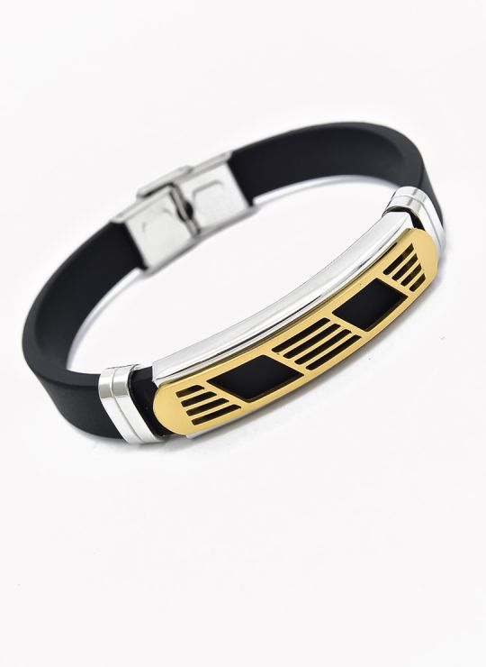 PULSERA NEOPRENO CON ACERO INOXIDABLE Y PLACA CON DISEÑO