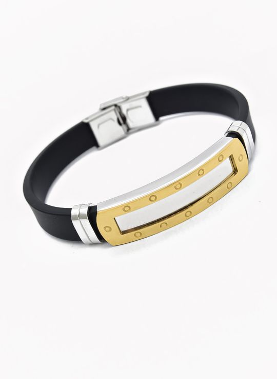 PULSERA NEOPRENO CON ACERO INOXIDABLE Y PLACA CON DISEÑO