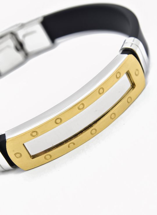 PULSERA NEOPRENO CON ACERO INOXIDABLE Y PLACA CON DISEÑO