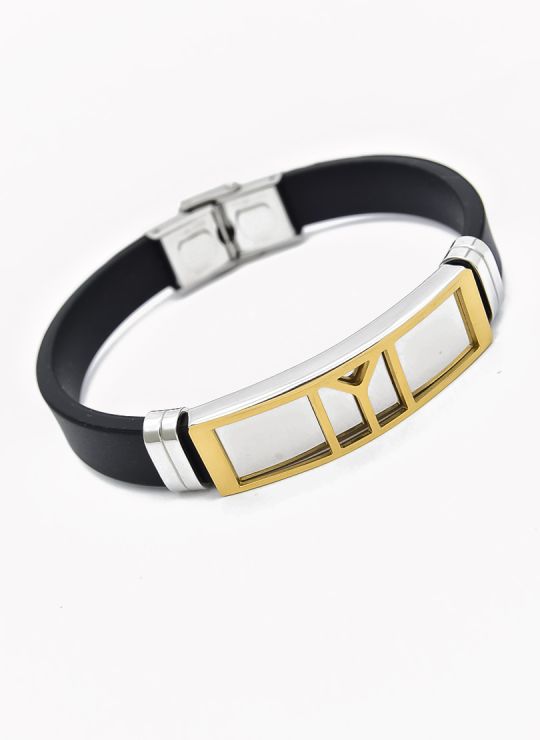 PULSERA NEOPRENO CON ACERO INOXIDABLE Y PLACA CON DISEÑO
