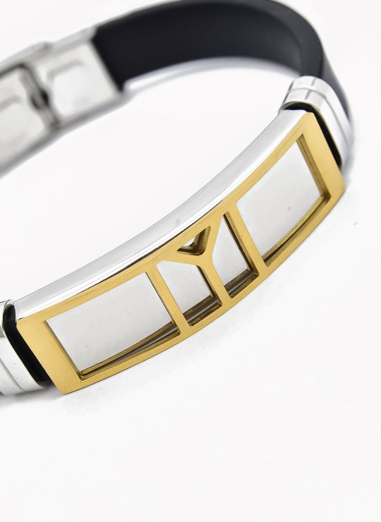 PULSERA NEOPRENO CON ACERO INOXIDABLE Y PLACA CON DISEÑO