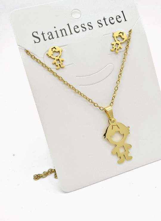 SET DE COLLAR, DIJE Y ARETES EN ACERO INOXIDABLE 316L