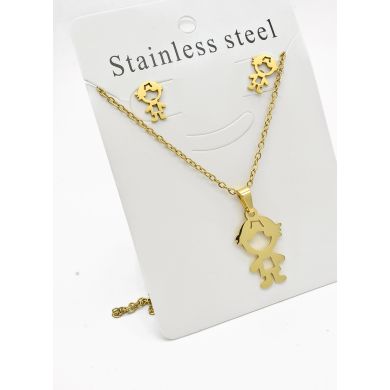 SET DE COLLAR, DIJE Y ARETES EN ACERO INOXIDABLE 316L