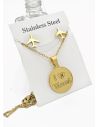 SET DE COLLAR, DIJE Y ARETES EN ACERO INOXIDABLE 316L