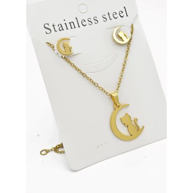 SET DE COLLAR, DIJE Y ARETES EN ACERO INOXIDABLE 316L