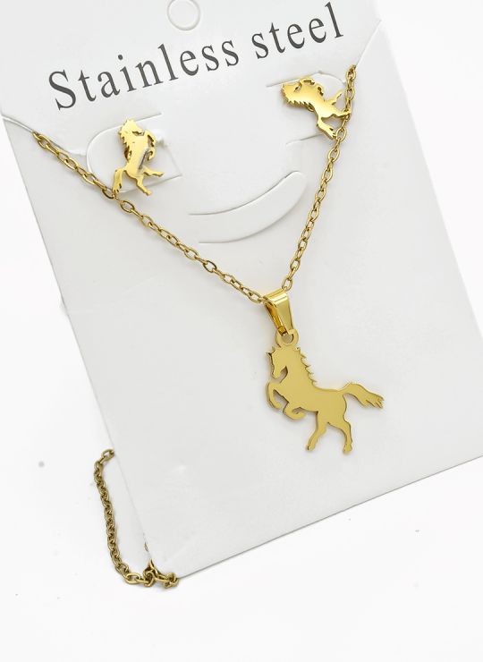 SET DE COLLAR, DIJE Y ARETES EN ACERO INOXIDABLE 316L