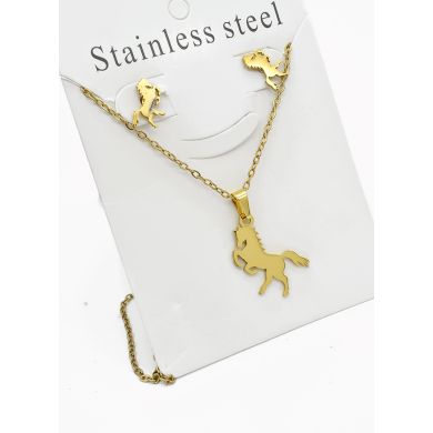 SET DE COLLAR, DIJE Y ARETES EN ACERO INOXIDABLE 316L