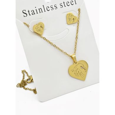 SET DE COLLAR, DIJE Y ARETES EN ACERO INOXIDABLE 316L