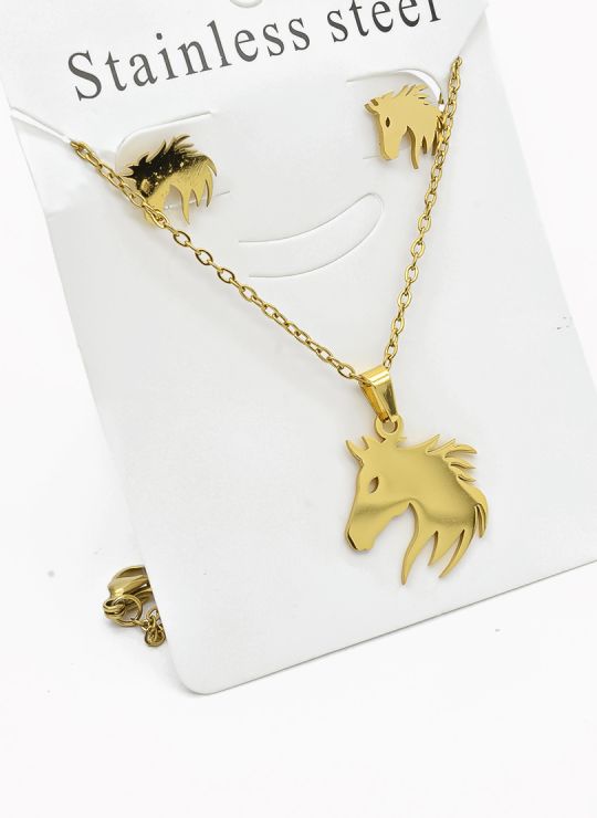 SET DE COLLAR, DIJE Y ARETES EN ACERO INOXIDABLE 316L