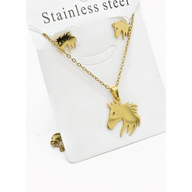 SET DE COLLAR, DIJE Y ARETES EN ACERO INOXIDABLE 316L