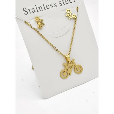 SET DE COLLAR, DIJE Y ARETES EN ACERO INOXIDABLE 316L