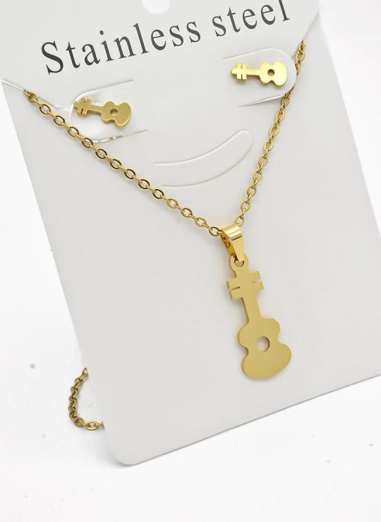 SET DE COLLAR, DIJE Y ARETES EN ACERO INOXIDABLE 316L