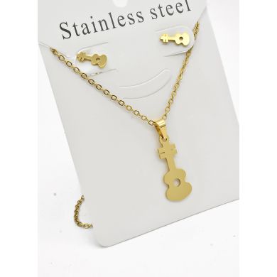 SET DE COLLAR, DIJE Y ARETES EN ACERO INOXIDABLE 316L