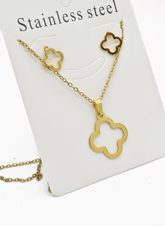 SET DE COLLAR, DIJE Y ARETES EN ACERO INOXIDABLE 316L