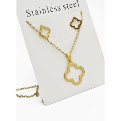 SET DE COLLAR, DIJE Y ARETES EN ACERO INOXIDABLE 316L