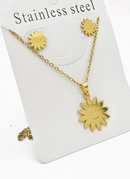 SET DE COLLAR, DIJE Y ARETES EN ACERO INOXIDABLE 316L
