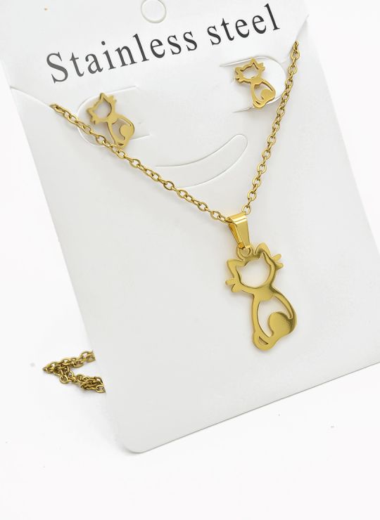 SET DE COLLAR, DIJE Y ARETES EN ACERO INOXIDABLE 316L