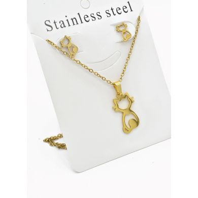 SET DE COLLAR, DIJE Y ARETES EN ACERO INOXIDABLE 316L