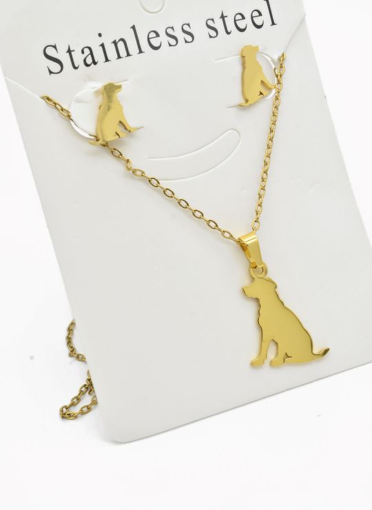 SET DE COLLAR, DIJE Y ARETES EN ACERO INOXIDABLE 316L