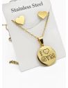 SET DE COLLAR, DIJE Y ARETES EN ACERO INOXIDABLE 316L