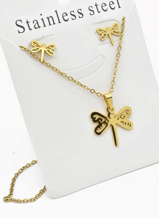 SET DE COLLAR, DIJE Y ARETES EN ACERO INOXIDABLE 316L