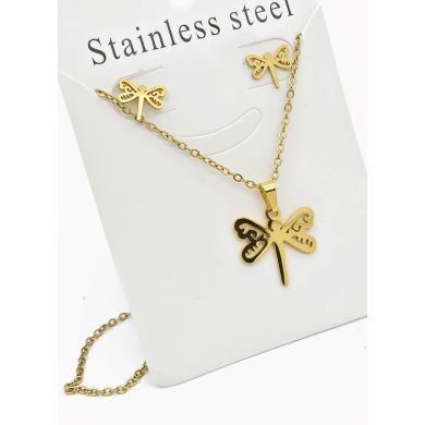SET DE COLLAR, DIJE Y ARETES EN ACERO INOXIDABLE 316L